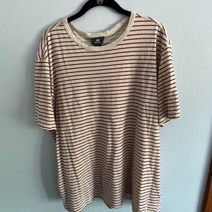 H&M Cream and Burnt Orange Striped Top, Men’s XL